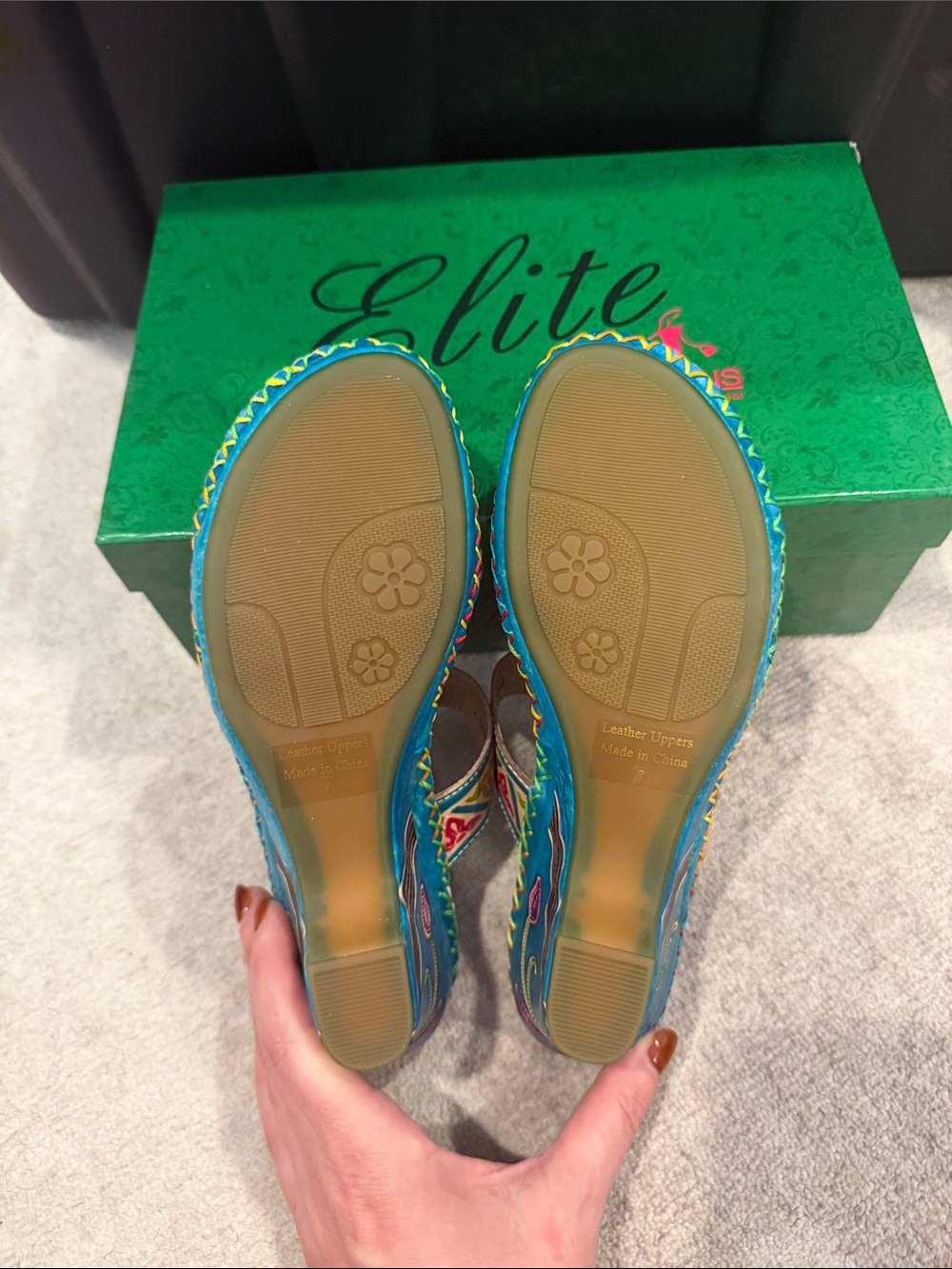 Corkys Teal Multicolor Floral Wedge Sandals - Picture 3 of 5